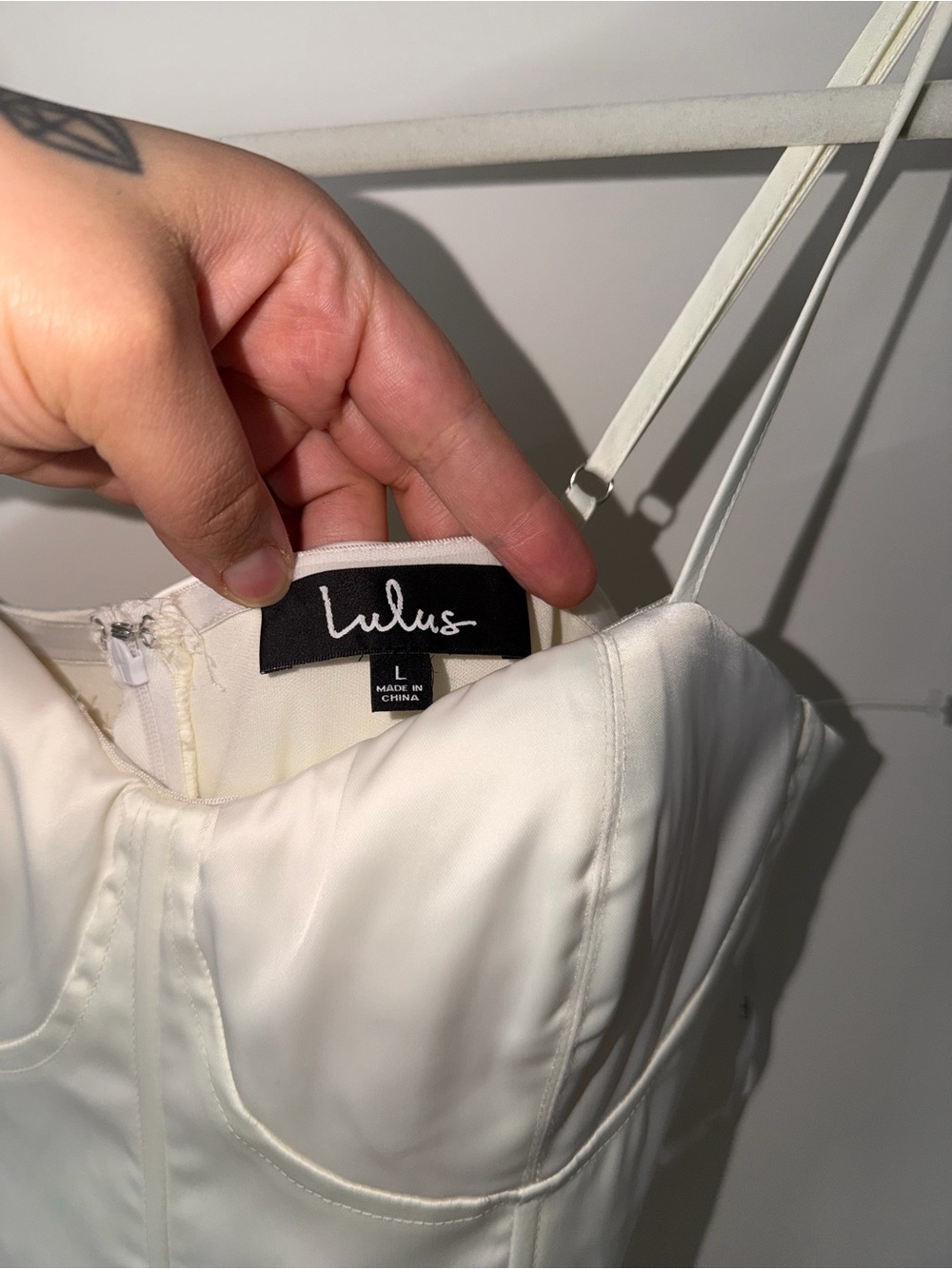 NWT Lulu’s Best Part Of Me Cream Satin Bustier Maxi Dress gown weddding prom L - Picture 10 of 14